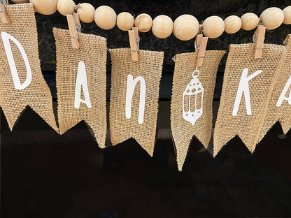 Rustic Wood Bead Garland with Tassels – Ramadan and Eid Decor – Islamic Home Decoration